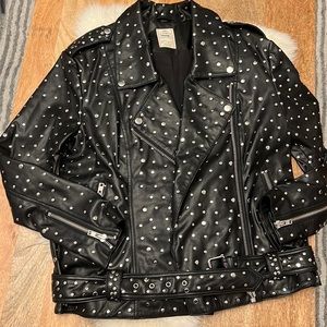 Free People Studded Vegan Leather Jacket Size XS